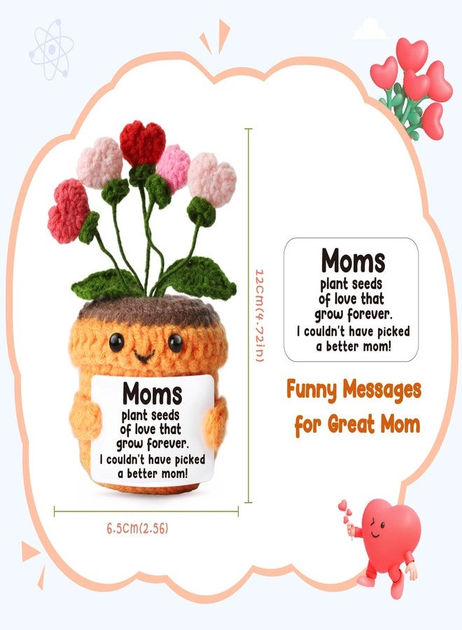 MAMAGIFTREE هدايا عيد ميلاد مميزة لأمكِ الحبيبة - وعاء زهور على شكل قلب مصنوع بالكروشيه مع بطاقة رسالة، ديكور عيد الميلاد للأمهات من الابنة أو الابن، أفكار لعيد الأم للأم وزوجة الأب. - Image 5